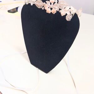 Rose Gold Floral Crystal Bridal Headpiece